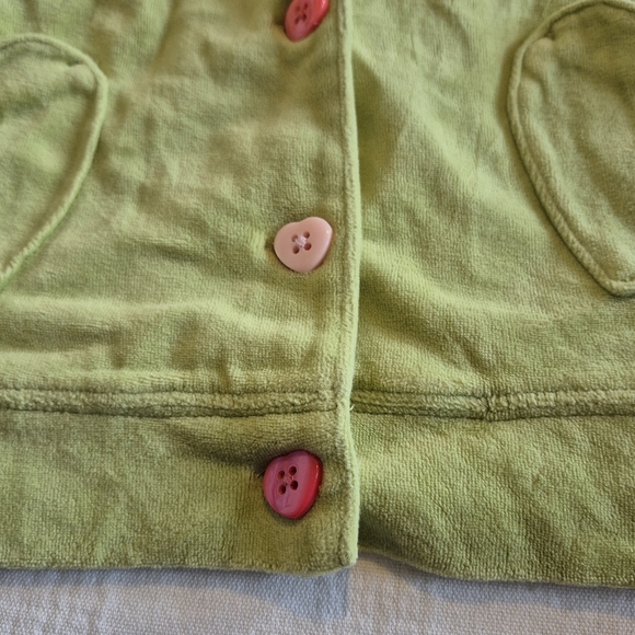 Gymboree girls size 7/8 or Medium Pop Academy green velour buttonup sweater VGUC - Picture 2 of 5